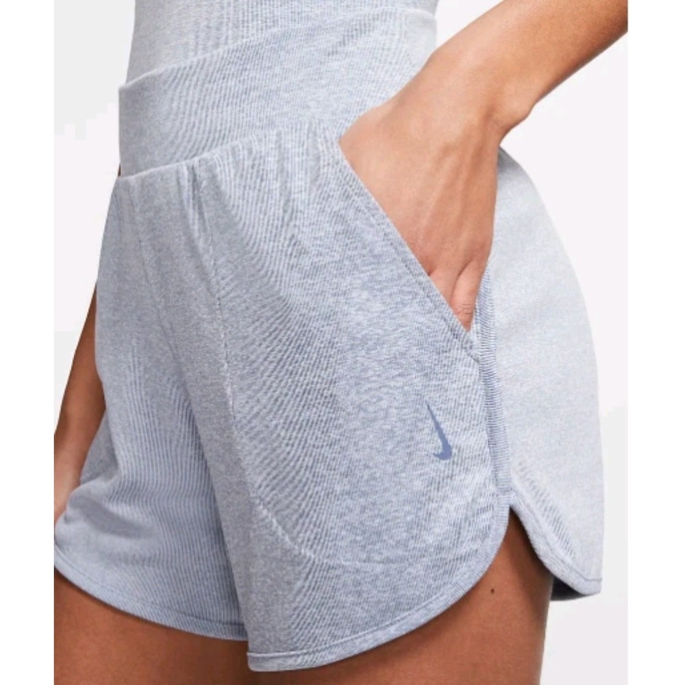 Nike Yoga Women's Ribbed Shorts Blue With Pockets Size S‎